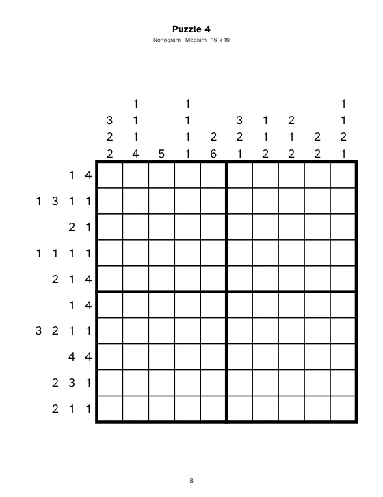 Nonogram page from a US Letter book made in Gridbinder, Medium level