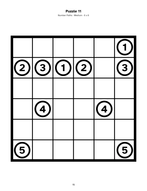 Number Paths page from a US Letter book made in Gridbinder, Medium level