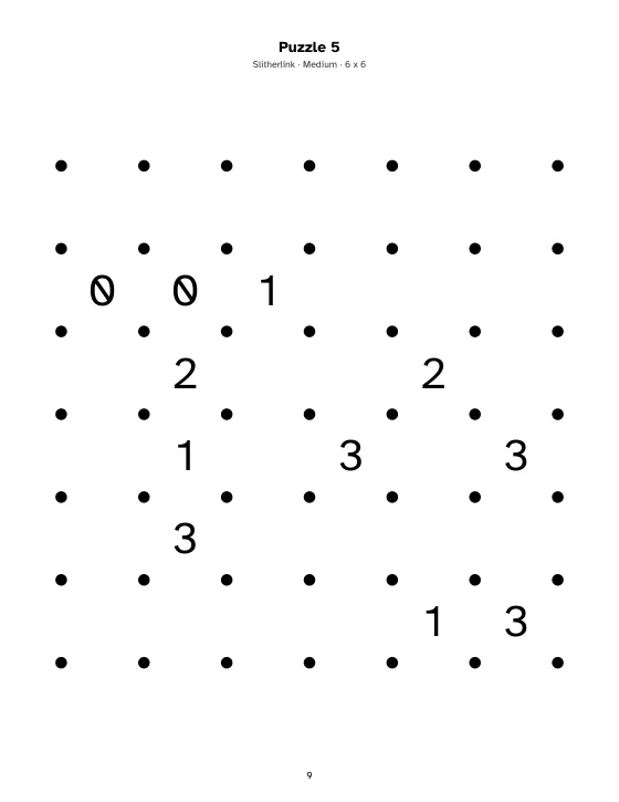 Slitherlink page from a US Letter book made in Gridbinder, Medium level