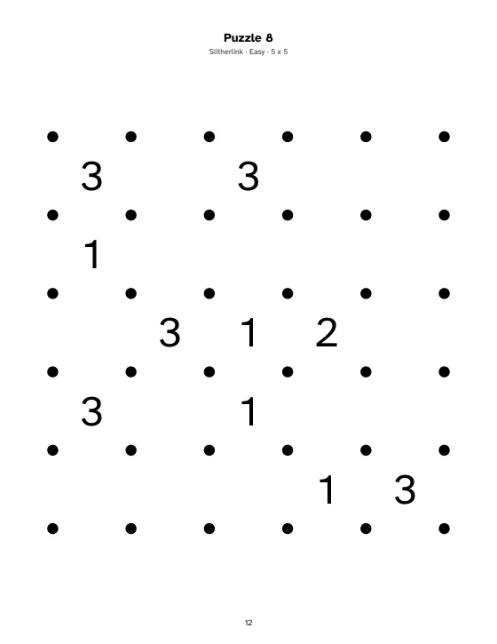 An easy Slitherlink page, a dot grid with numbers